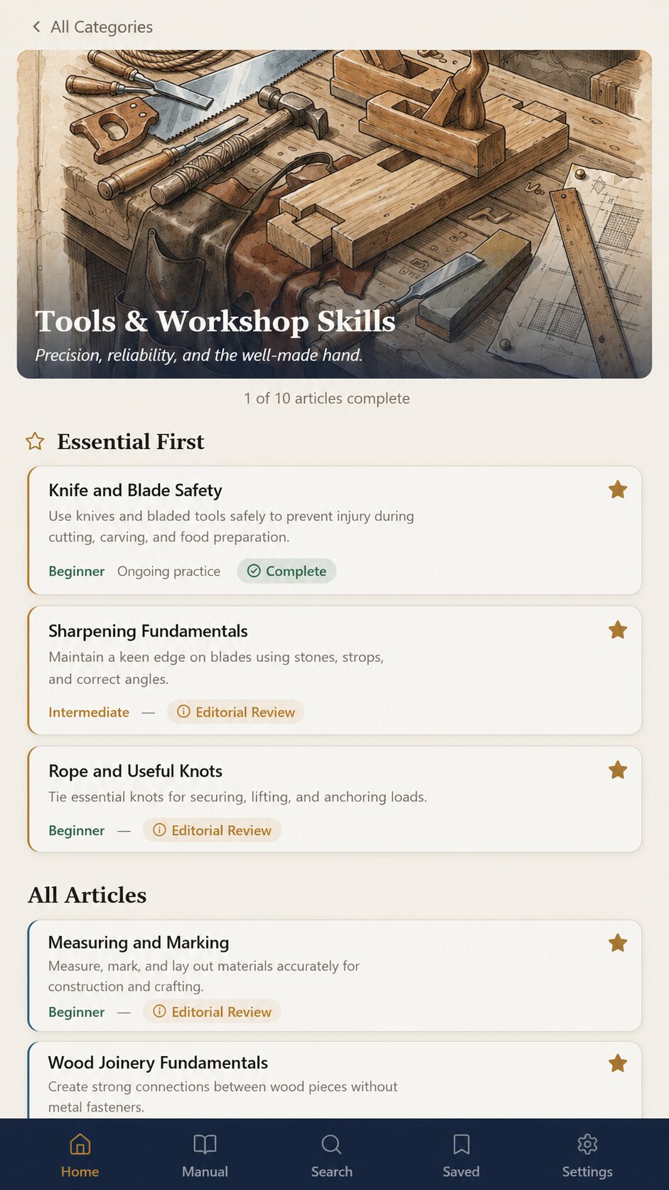 Afterfall tools and workshop skills articles