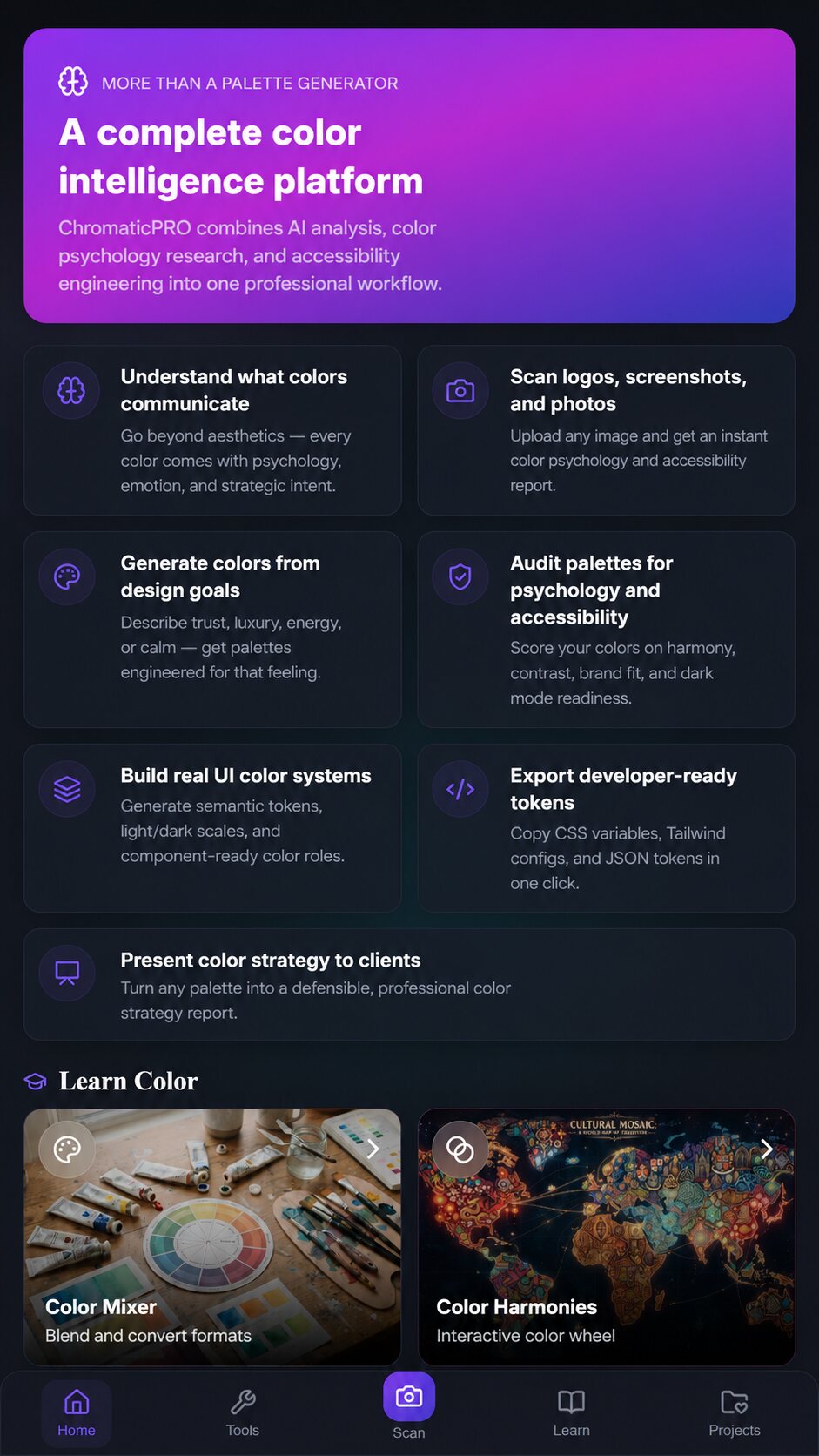 ChromaticPRO color intelligence platform features