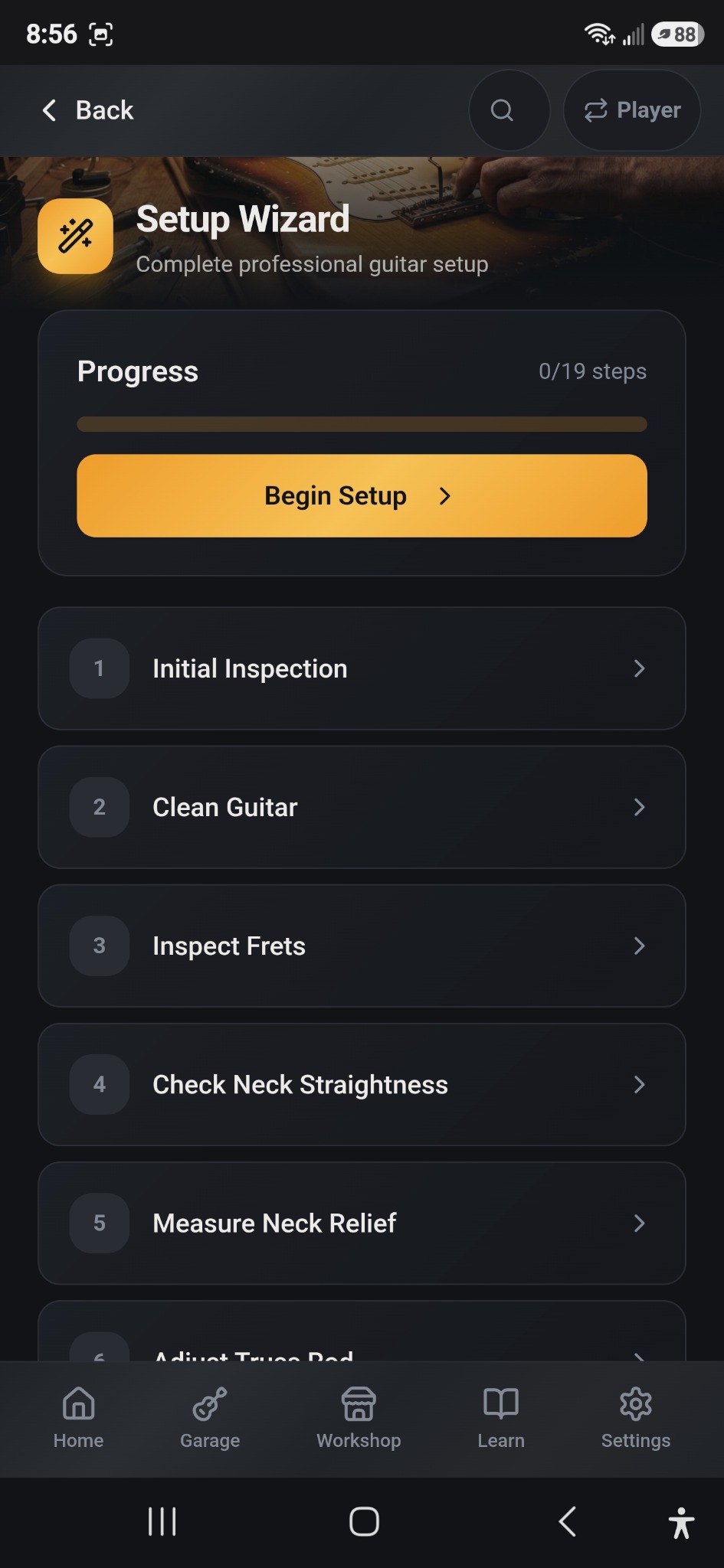 Guitar Master Lab setup wizard screen