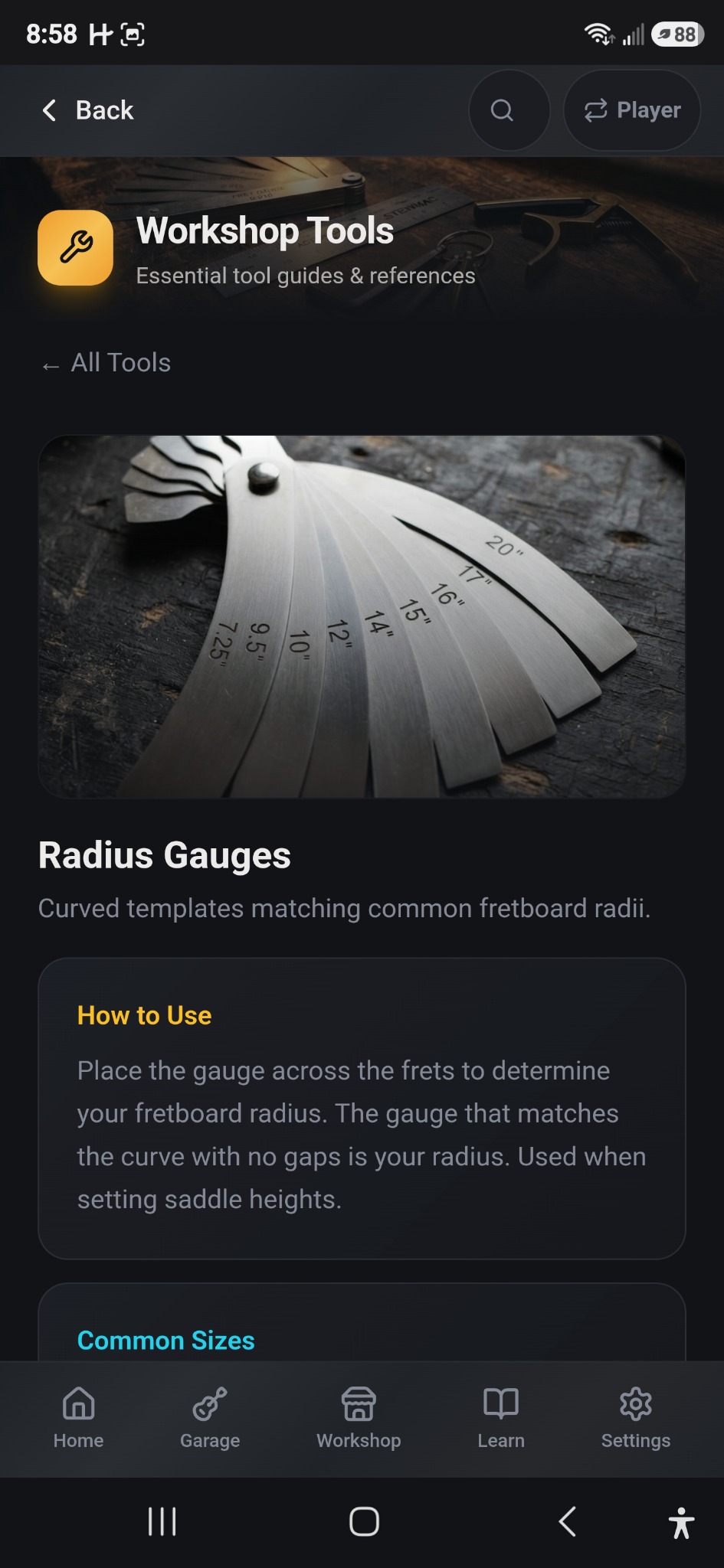 Guitar Master Lab workshop tools screen