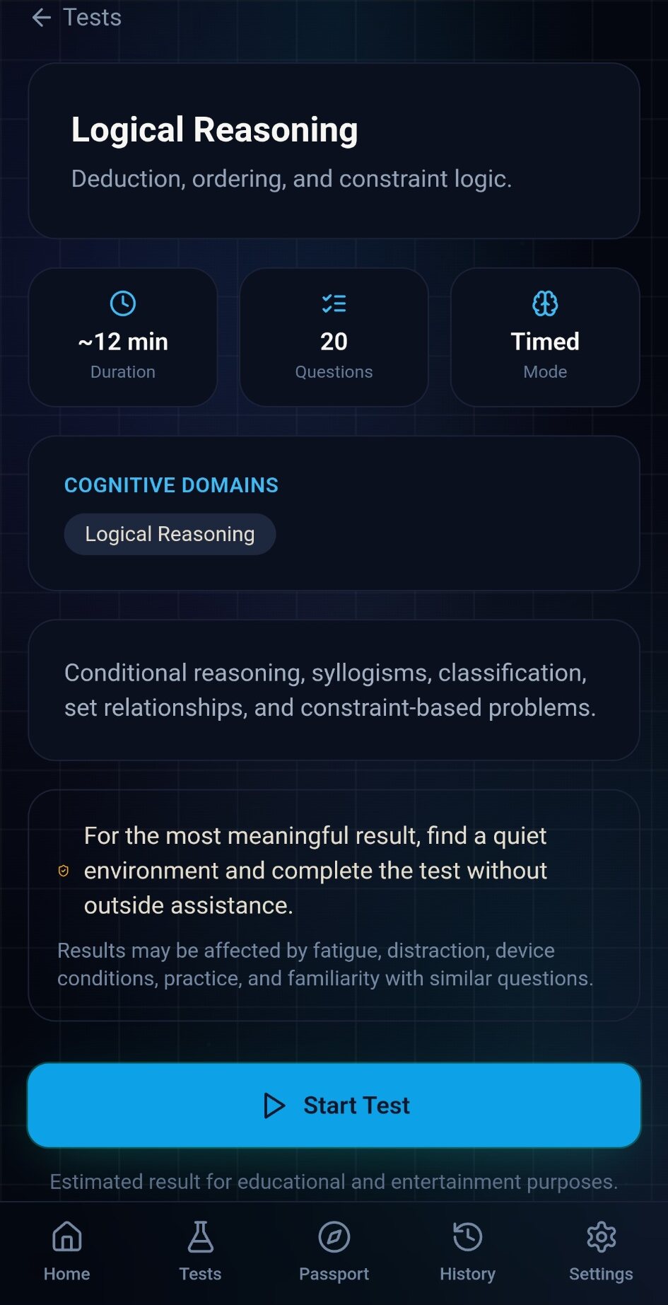 IQ Test Lab logical reasoning test