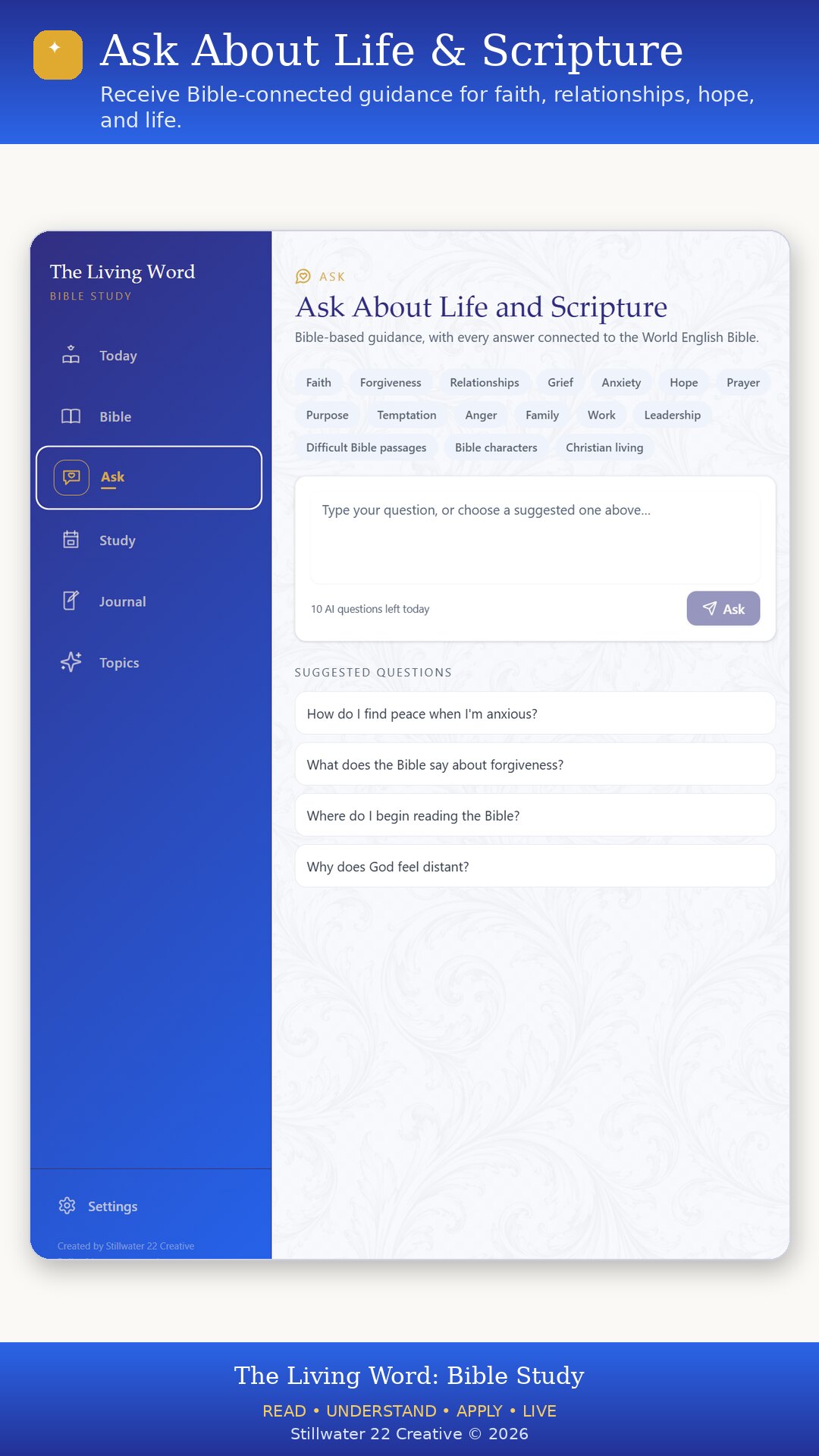 The Living Word ask screen