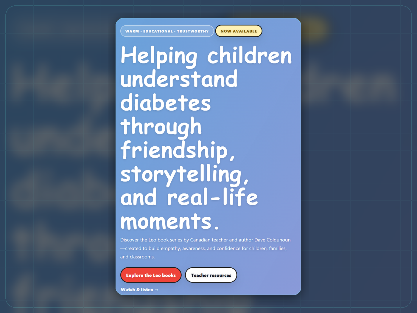 Leo Diabetes Books website preview